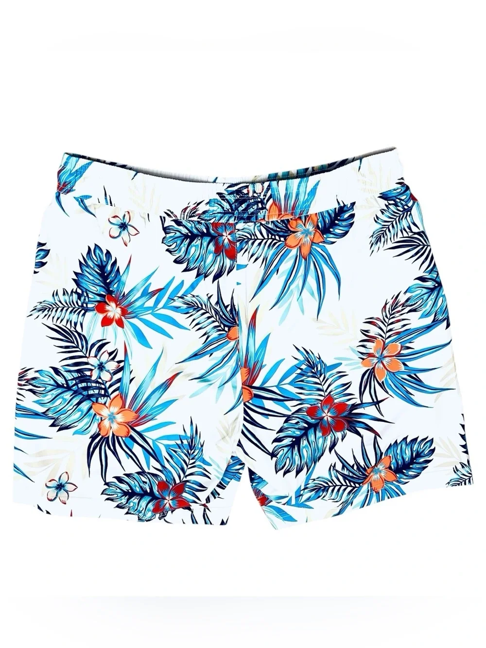 Maamgic Swim Trunks Tropical Hawaiian Liner Stretch Quick Dry Zip/Pockets Sz M
